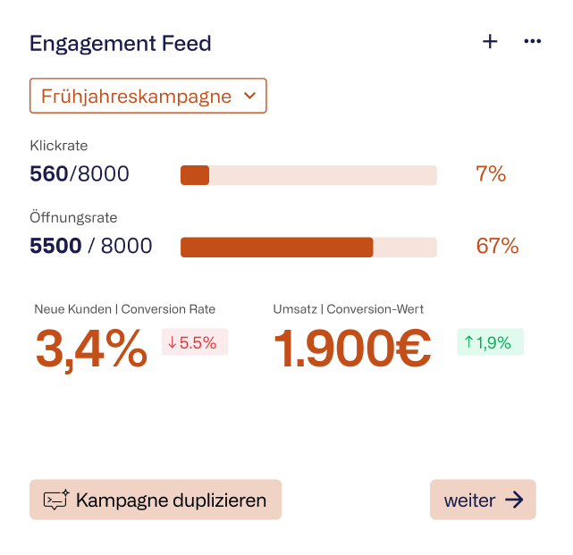 starmate User Interface: Widget zum Engagement feed